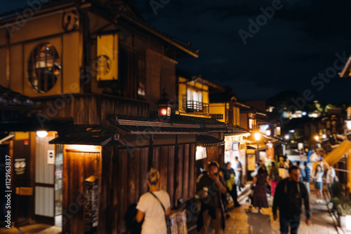Obraz na plátně View of Gion district street, Kyoto, Higashiyama-ku, Japan, night illumination o