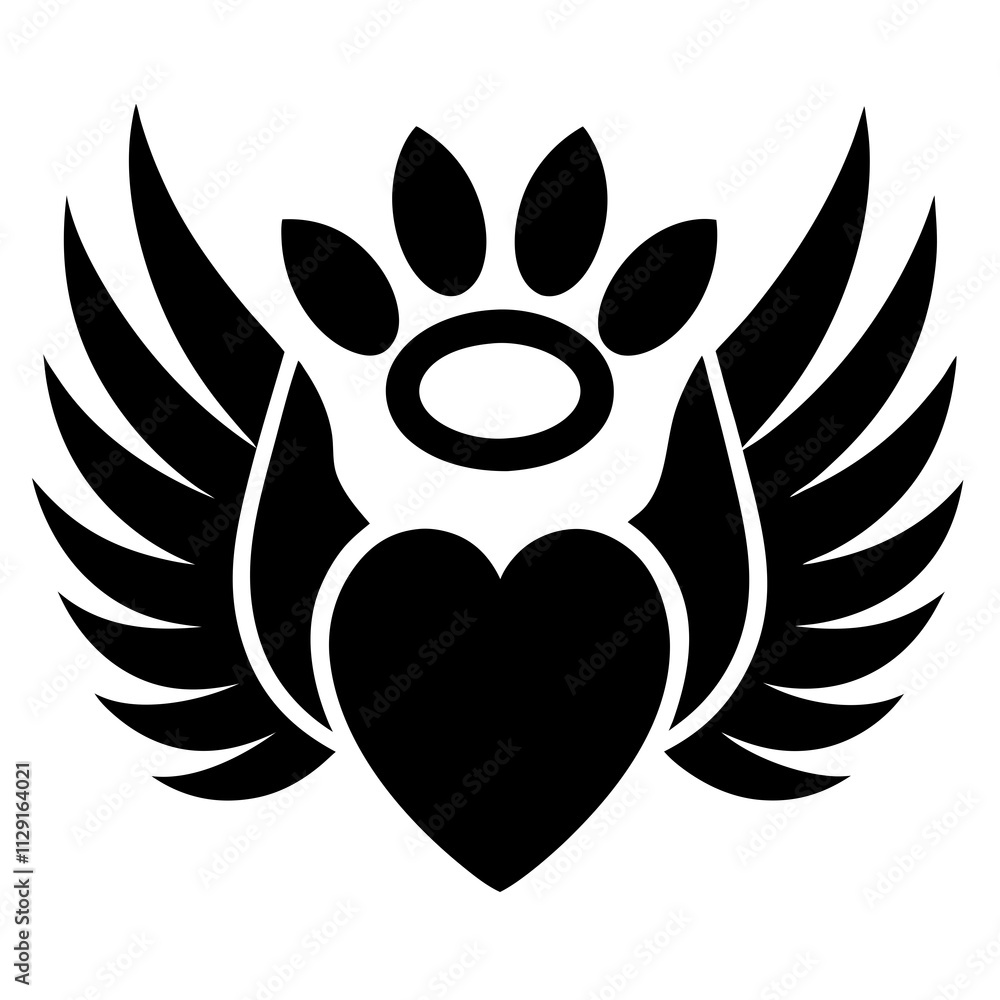 Angelic Paw Print Vector Design for Pet Memorial Graphics. Angelic Paw Print Vector Design for Pet Memorial Graphics.