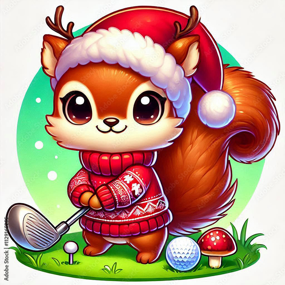 Obraz premium Cute squirel with golf