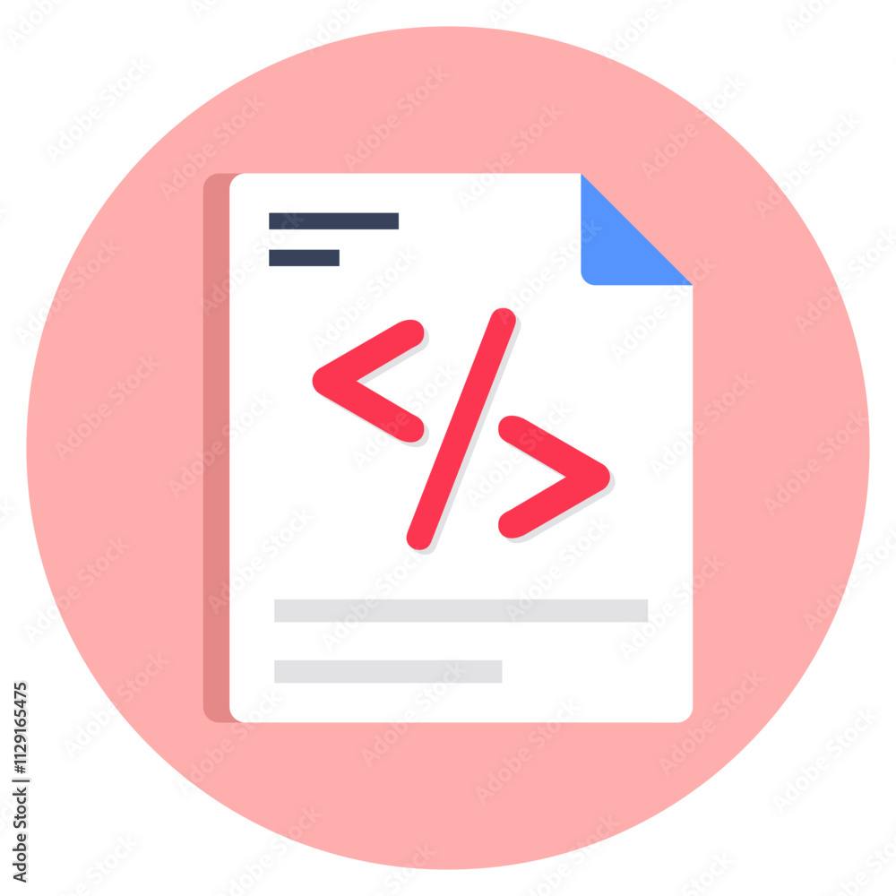 Editable design icon of coding file Editable design icon of coding file