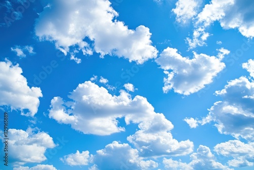 Scattered white clouds in a vivid blue sky on a sunny day