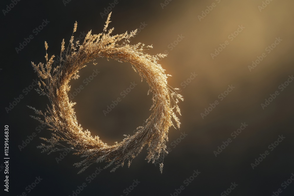 a serene circle of dried grass in soft light