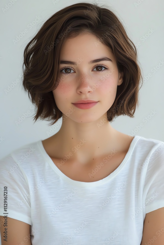Portrait of a Young Woman with Short Brown Hair Portrait of a Young Woman with Short Brown Hair