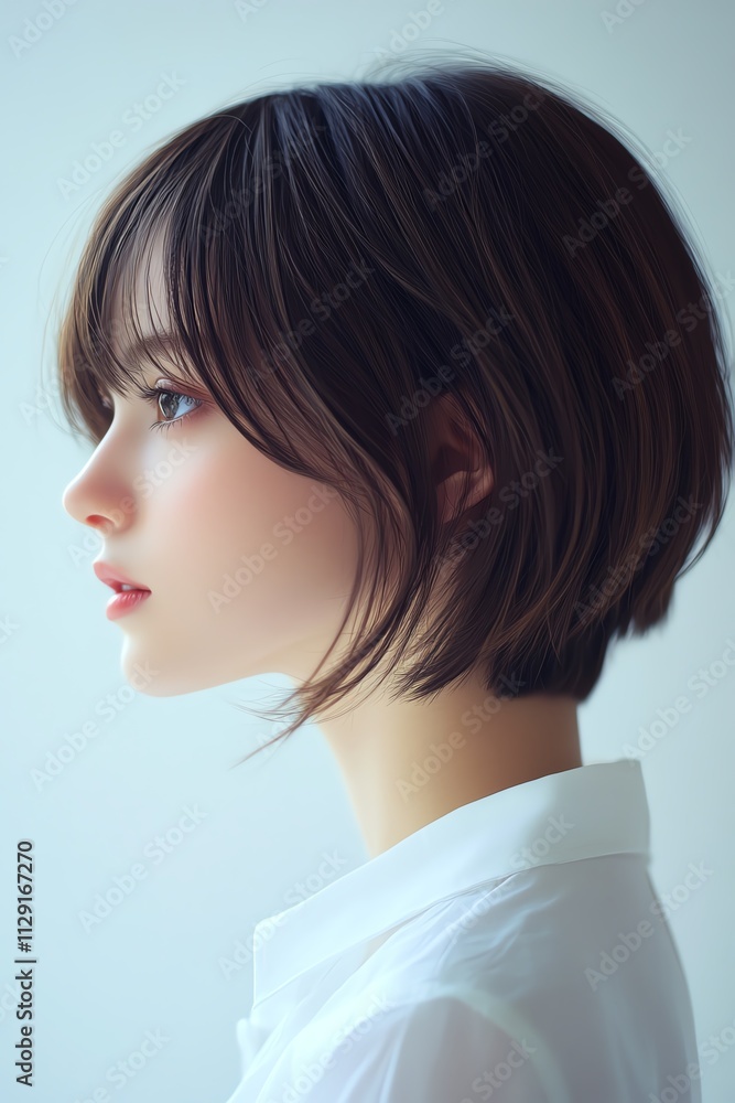 Profile of a Young Woman with Short Brown Hair Profile of a Young Woman with Short Brown Hair
