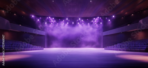 Empty Purple Lit Theater Stage photo