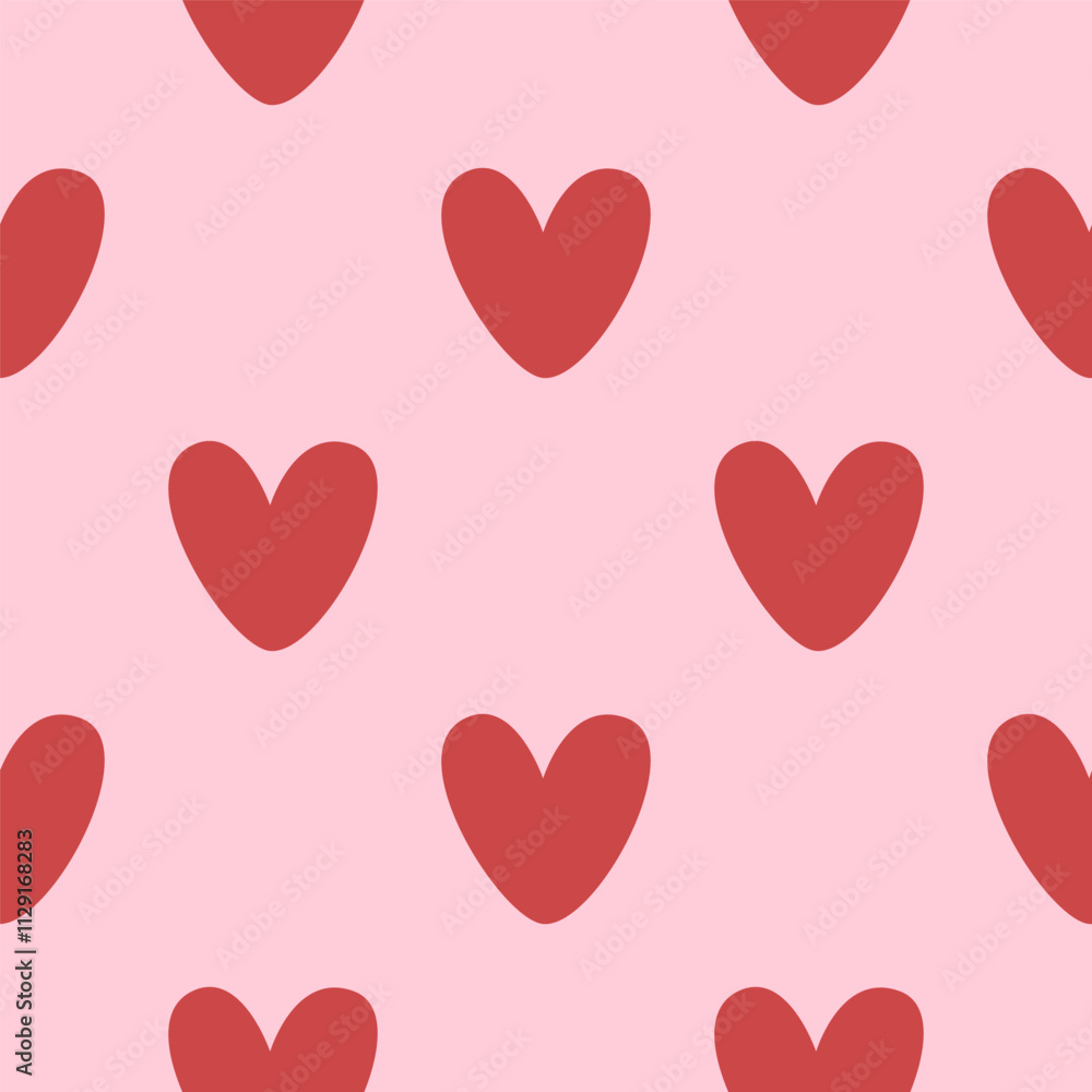 Simple Red and Pink Heart Seamless pattern. Vector illustration. Suitable for various types of wrapping paper, Valentine's Day decor Simple Red and Pink Heart Seamless pattern. Vector illustration. Suitable for various types of wrapping paper, Valentine's Day decor