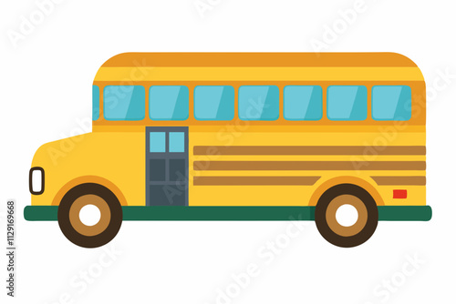 Colorful vector illustration of a classic yellow school bus, school bus vector art, back to school bus