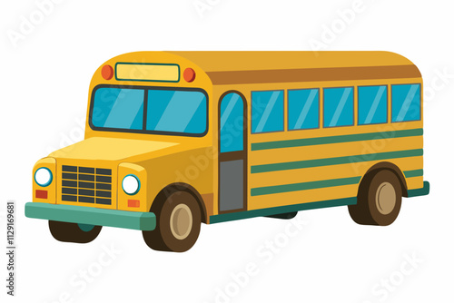 Colorful vector illustration of a classic yellow school bus, school bus vector art, back to school bus