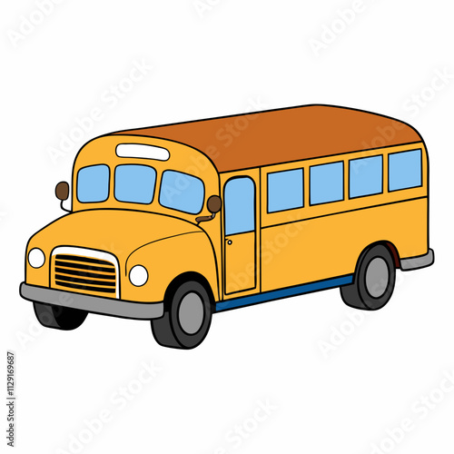 Colorful vector illustration of a classic yellow school bus, school bus vector art, back to school bus