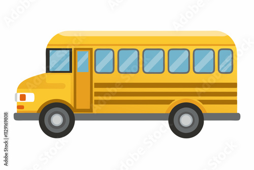 Colorful vector illustration of a classic yellow school bus, school bus vector art, back to school bus