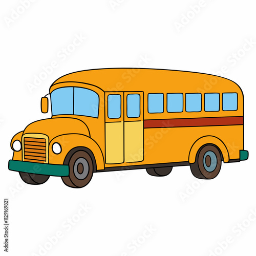 Colorful vector illustration of a classic yellow school bus, school bus vector art, back to school bus