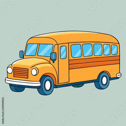 Colorful vector illustration of a classic yellow school bus, school bus vector art, back to school bus