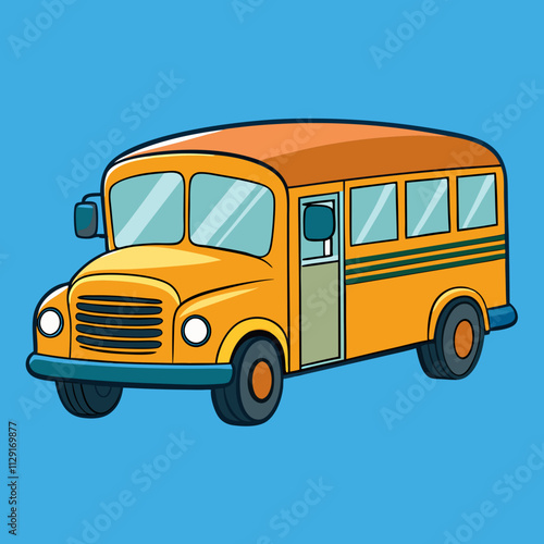 Colorful vector illustration of a classic yellow school bus, school bus vector art, back to school bus