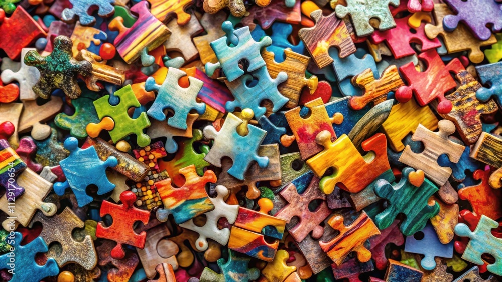 A vibrant collection of colorful puzzle pieces, each with a unique pattern and shape, representing the diverse components that make up a complete picture. A vibrant collection of colorful puzzle pieces, each with a unique pattern and shape, representing the diverse components that make up a complete picture.