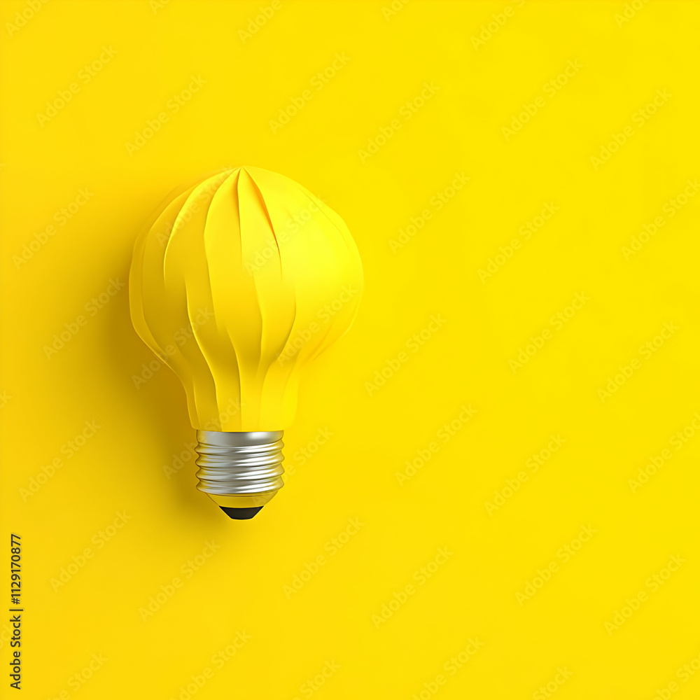 Yellow Paper Lightbulb 3D Illustration Yellow Paper Lightbulb 3D Illustration