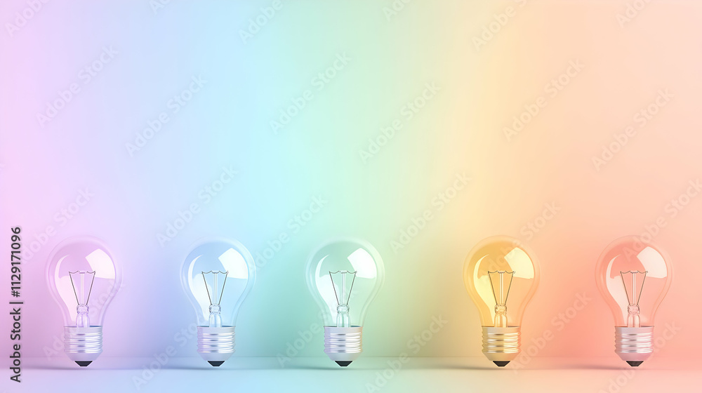 Colorful Lightbulb 3D Illustration Colorful Lightbulb 3D Illustration