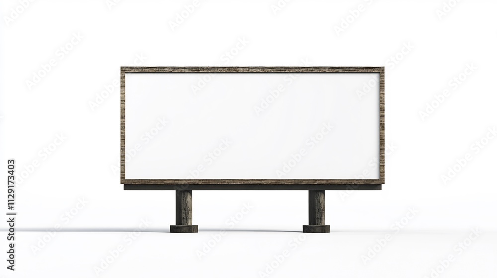 Blank Billboard Mockup: Rustic Wooden Frame, Isolated on White Background Blank Billboard Mockup: Rustic Wooden Frame, Isolated on White Background