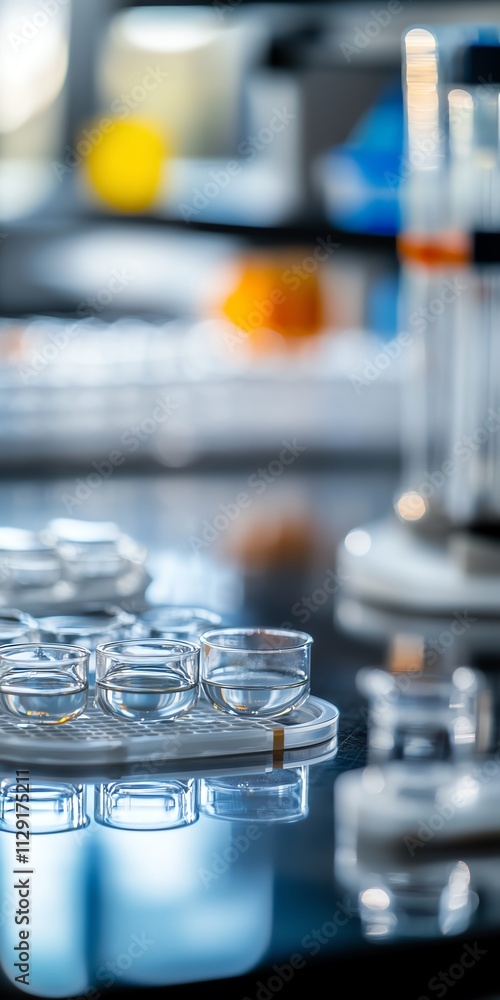 Close-up of Glass Samples in a Modern Laboratory Setting