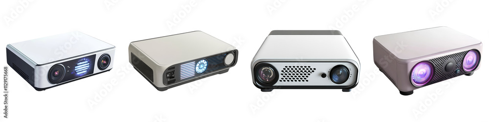 A projector isolated on transparent background, Set of A projector isolated on transparent background, Set of