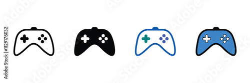 Set of Game controller joy stick icon collection. Video game controller symbol. Vector Illustration.
