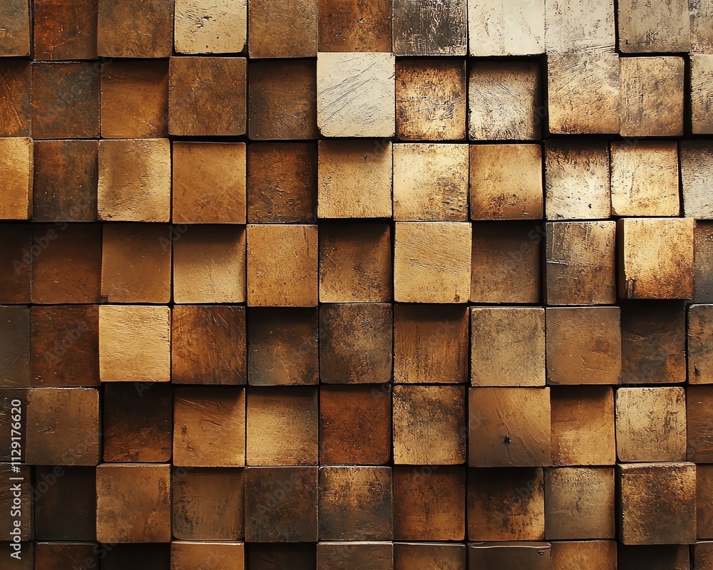 Abstract Brown Wooden Cube Wall Texture Abstract Brown Wooden Cube Wall Texture