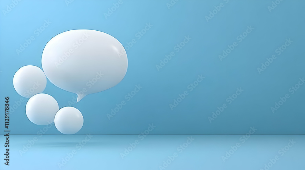 3D Render White Speech Bubbles Blue Background 3D Render White Speech Bubbles Blue Background