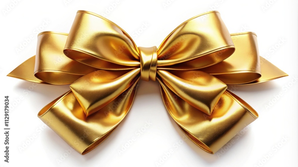 A golden bow, a classic symbol of celebration and festivity, beautifully crafted with intricate folds and a luxurious sheen. A golden bow, a classic symbol of celebration and festivity, beautifully crafted with intricate folds and a luxurious sheen.