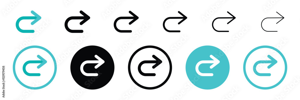 Set of return icon collection. Turn right direction. Redo arrow symbol. Vector Illustration. Set of return icon collection. Turn right direction. Redo arrow symbol. Vector Illustration.