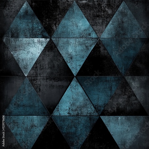 Wallpaper Mural Abstract Geometric Teal and Black Triangle Pattern Torontodigital.ca