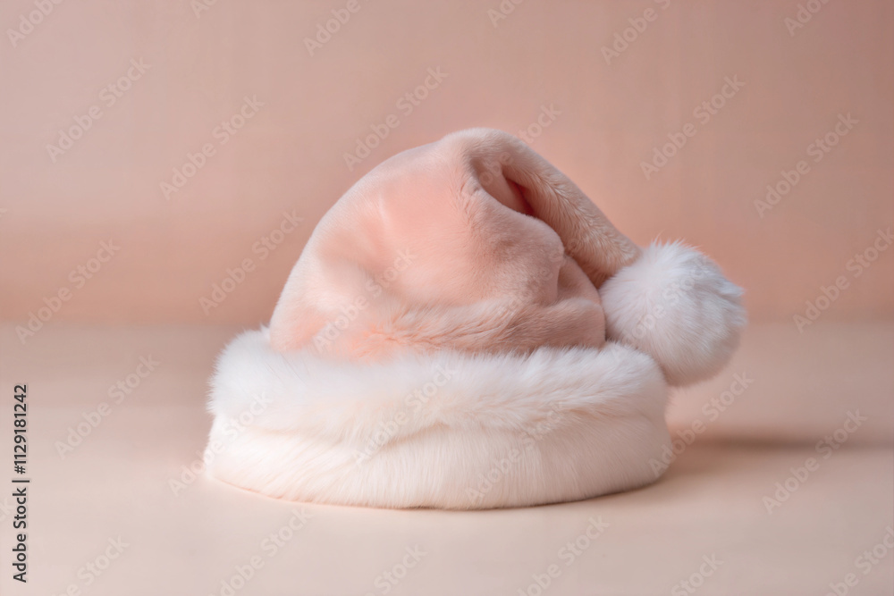 Elegant Pink Santa Hat Soft and Fluffy Holiday Design Isolated on White Background Elegant Pink Santa Hat Soft and Fluffy Holiday Design Isolated on White Background