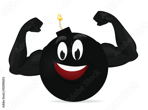 Black bomb character. vector illustration