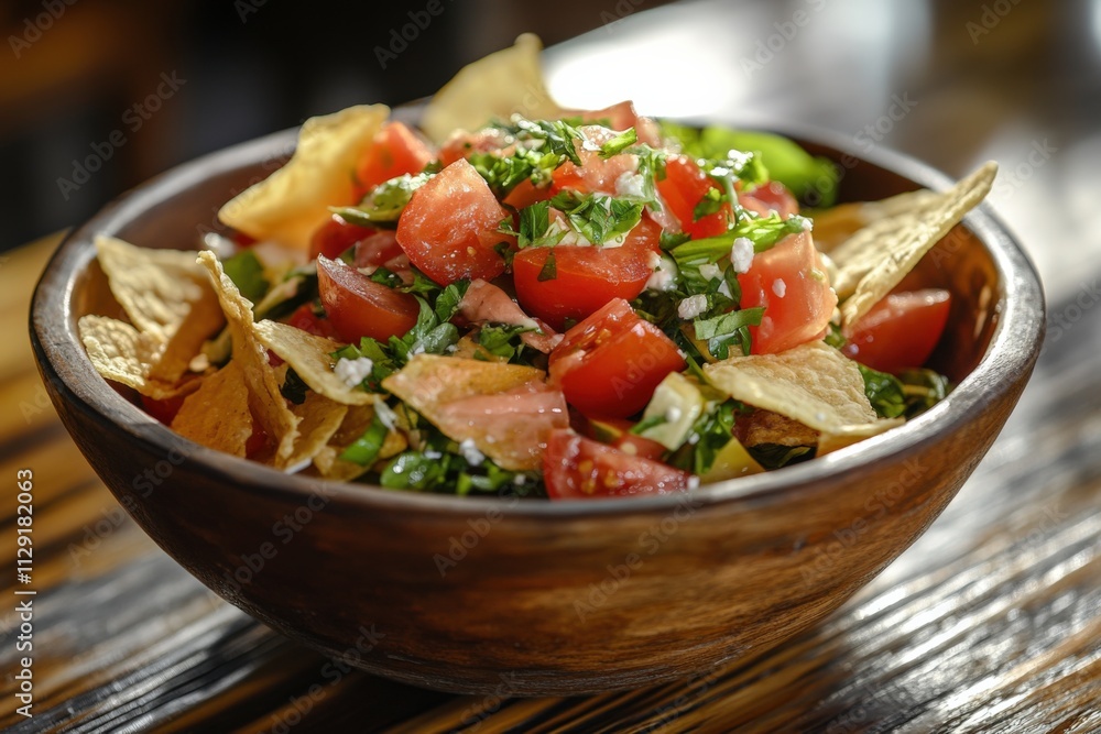 fresh salsa and tortilla chips in a wooden bowl fresh salsa and tortilla chips in a wooden bowl