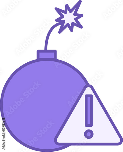Colored Risk Icon. Vector Illustration. Bomb with Burning Fuse and Danger Sign. Risk in Business. Stock Market Concept
