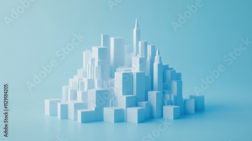 Minimalist Cityscape: A 3D Render of a Modern Metropolis