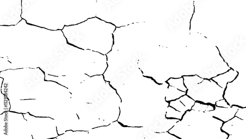 crack concrete white wall or Cement wall background, grunge wall texture with crack. Abstract fracture design. Crack texture lines isolated on white background.