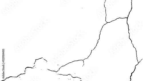 crack concrete white wall or Cement wall background, grunge wall texture with crack. Abstract fracture design. Crack texture lines isolated on white background.