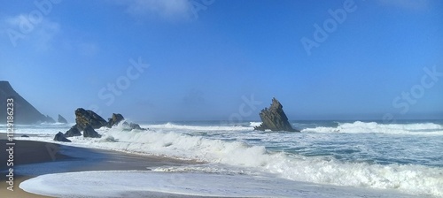 mountains, rocks, ocean, sea, sunset, beach photo