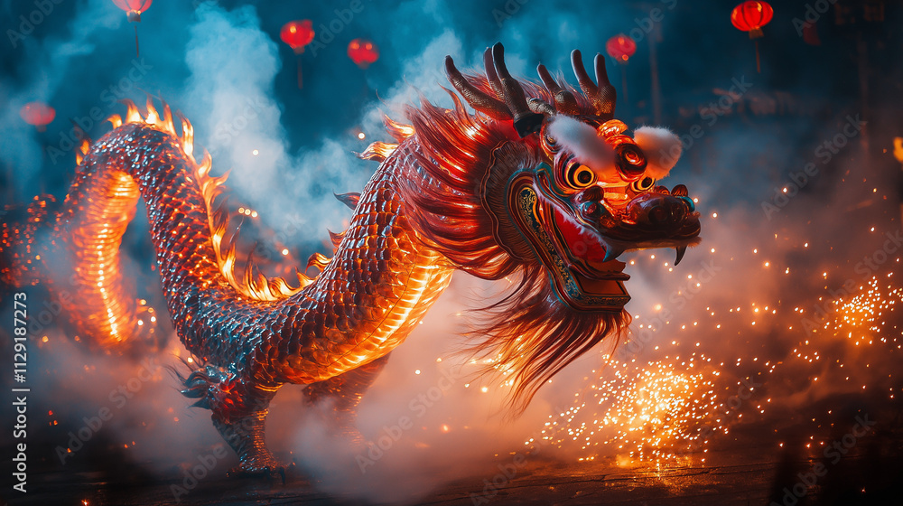 Obraz premium dragon dance to celebrate chinese new year