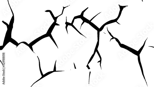 crack concrete white wall or Cement wall background, grunge wall texture with crack. Abstract fracture design. Crack texture lines isolated on white background.