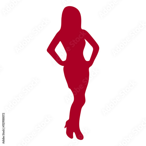 Silhouette of a woman in red dress dancing
