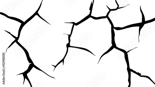 crack concrete white wall or Cement wall background, grunge wall texture with crack. Abstract fracture design. Crack texture lines isolated on white background.