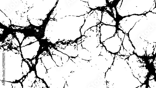Cracked white surface texture.  Black and white cracked texture, Abstract fracture design. Crack texture lines isolated on white background.