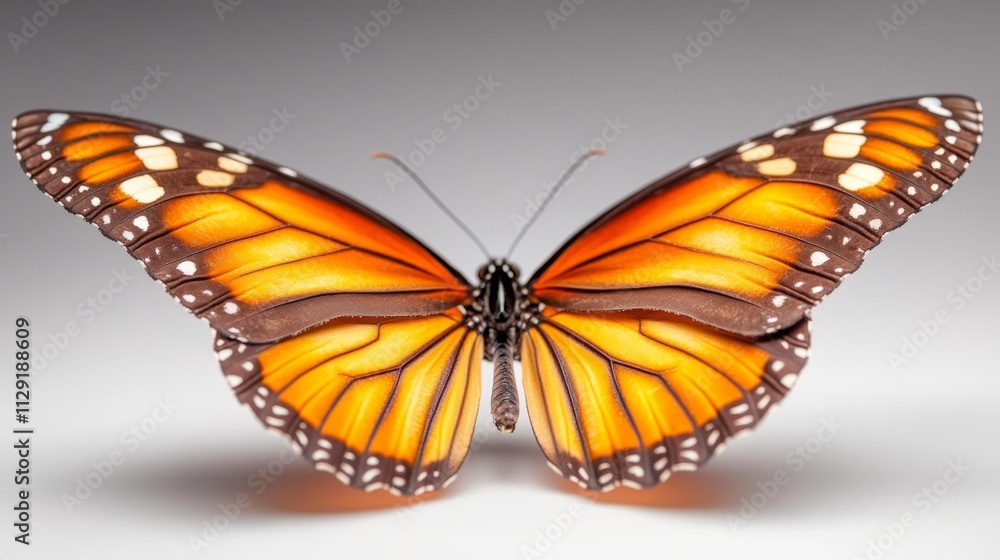 Fototapeta premium Monarch Butterfly on White Background. Generative AI
