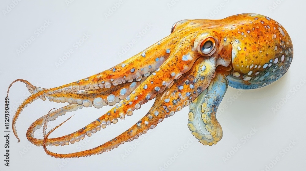 Obraz premium Isolated Giant Squid on White Background. Generative AI