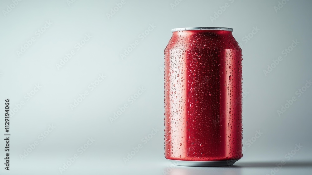 Refreshingly Cool Red Soda Can on White Background. Generative AI Refreshingly Cool Red Soda Can on White Background. Generative AI