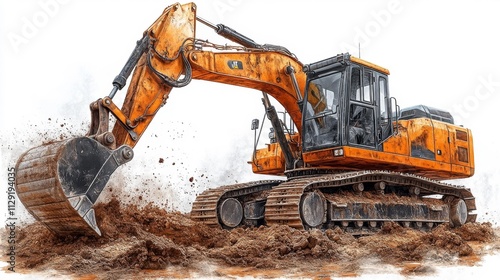 Isolated Trench Digger on White Background. Generative AI
