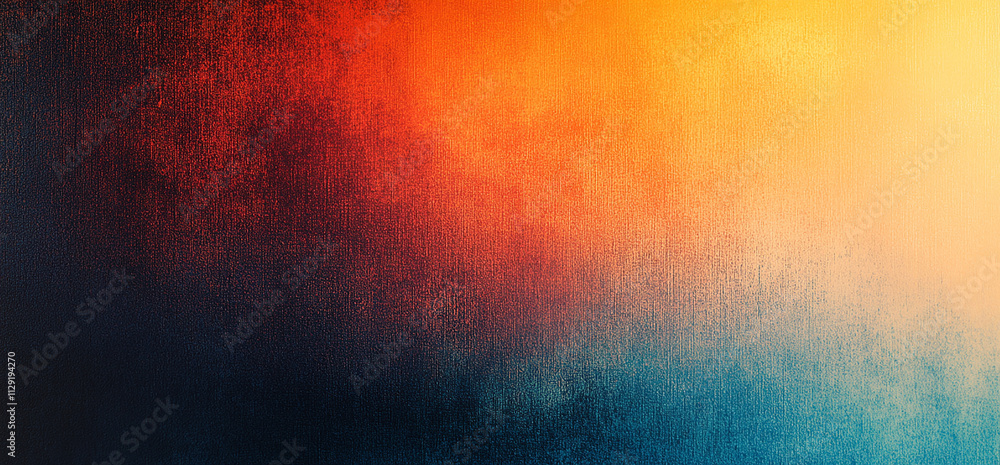 Fototapeta premium A gradient background with an orange, blue, and red color scheme. The left side is dark black. In the center of the screen