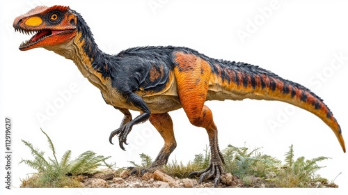 Lifelike Gigantoraptor Dinosaur Isolated on White. Generative AI photo