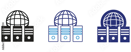 Colocation icon vector set, flat style colocation icon, colocation Centre icon set isolated on white background.