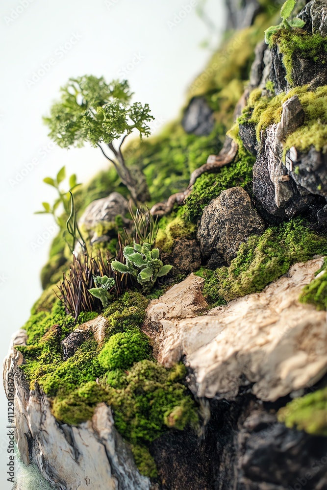 Miniature Green Landscape with Moss and Miniature Trees Miniature Green Landscape with Moss and Miniature Trees